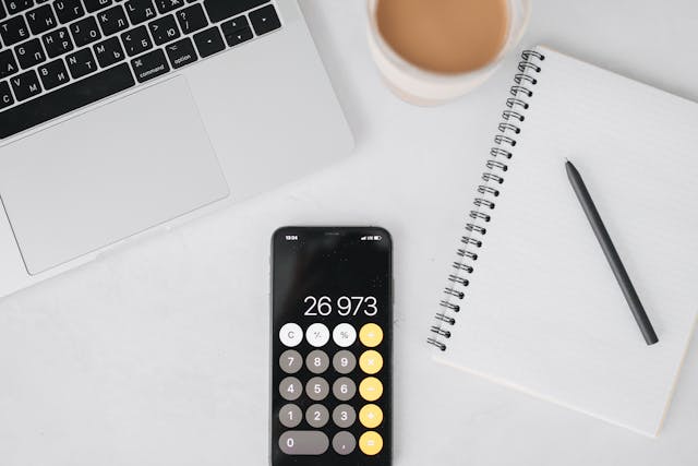 Bureau calculatrice clavier d'ordinateur